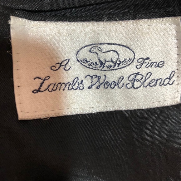 Vintage lambs wool herringbone blazer, dark gray Sz 46R - Picture 10 of 13